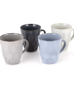 Barbary & Oak Fossil Mug Set of 4 Reactive Glaze